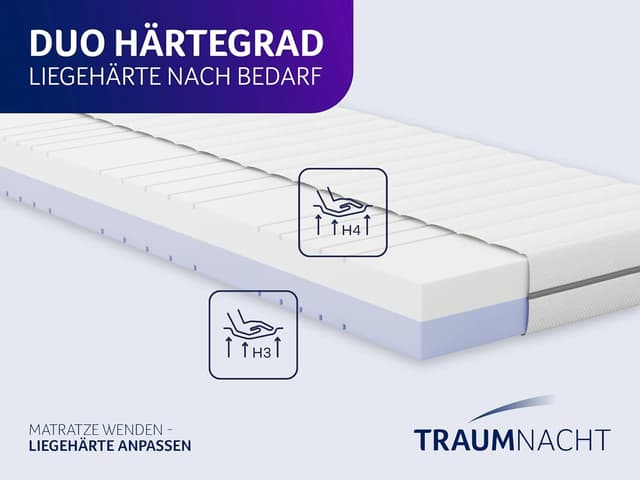 Detalle de Traumnacht orthopädische Kaltschaum Wendematratze 90x200 cm (7-Zonen) – atmungsaktiv & Öko-Tex zertifiziert, beidseitig nutzbar