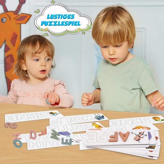 Detalle de Haozozo Buchstaben Lernen 52 Holzblöcke