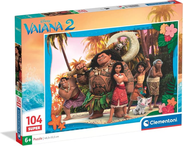 Detalle de Clementoni Disney Vaiana 2 Kinder-Puzzle mit 104 Teilen (ab 6 Jahren) – 37,9 × 26,9 cm, Geschicklichkeitsspiel 25787