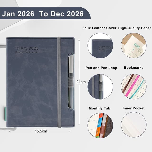 Detalle 2 de Holderzyi agenda académica 2026 A5 día por página