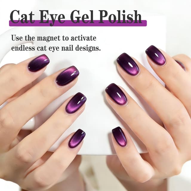 Detalle 2 de KRISNICE UV Cat-Eye Gel Nagellack mit Magnet, 15 ml – lebhaftes Violett (MY032)