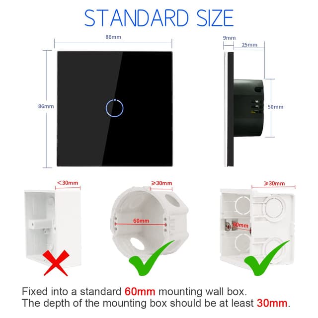 Thumbnail 2 de CNBINGO Touch Light Switch 1‑Way 240V