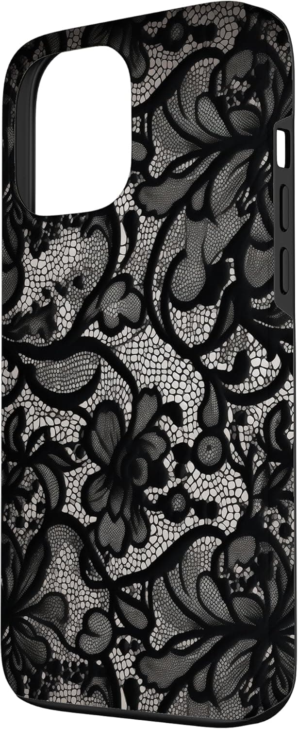 Detalle de Coque Motif Vintage en Dentelle Noire pour iPhone 13 Pro Max