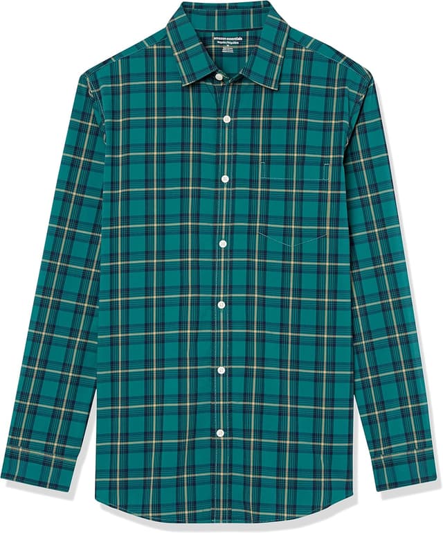 Detalle de Amazon Essentials Men’s Long-Sleeve Slim-Fit Stretch Poplin Shirt