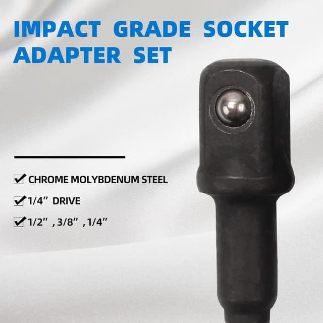 Detalle de CCLIFE lot de 17 douilles et adaptateurs pour visseuse à percussion (Cr-Mo) 1/4”, 3/8”, 1/2”, 3/4” + joint de cardan