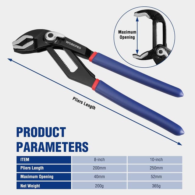 Thumbnail 5 de WORKPRO Water Pump Pliers 200mm set