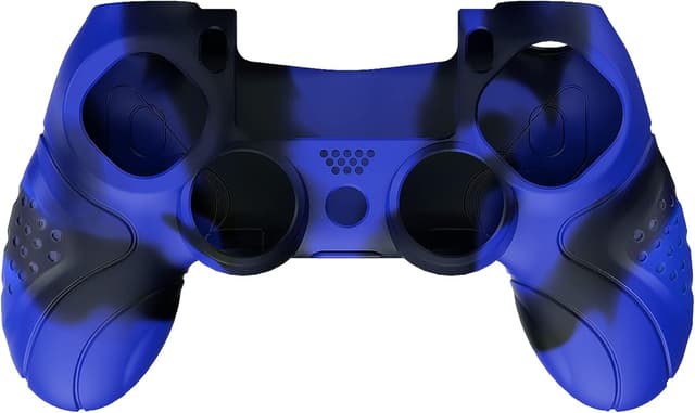 Detalle 2 de playvital Guardian Edition ergonomic silicone case cover with anti-slip grip for PS4 Slim/Pro controller – Blue & Black