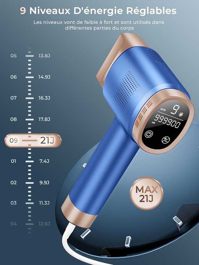 Thumbnail 3 de Blau Épilateur Lumière Pulsée 9 niveaux