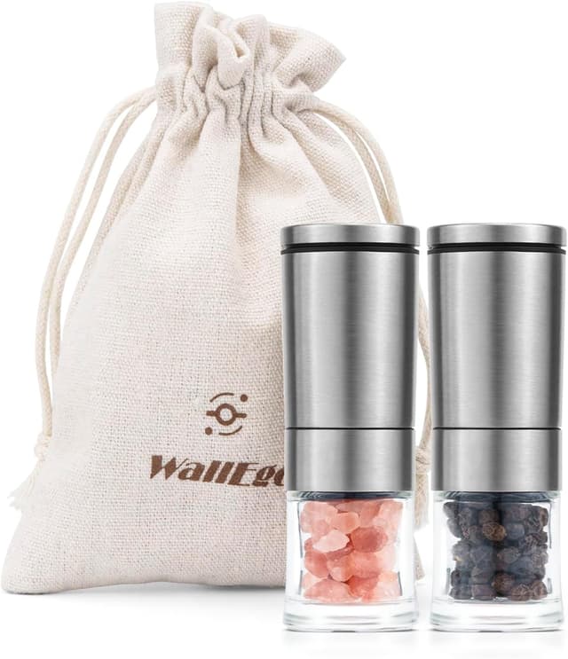 Detalle de Portable Small Salt and Pepper Grinder Set – Compact Ceramic Grinder Jars for Camping, Picnics & BBQ (no spice content)