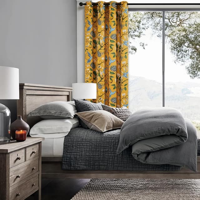 Thumbnail 5 de Topfinel Mustard Yellow Vintage Curtains 84 in 🏠