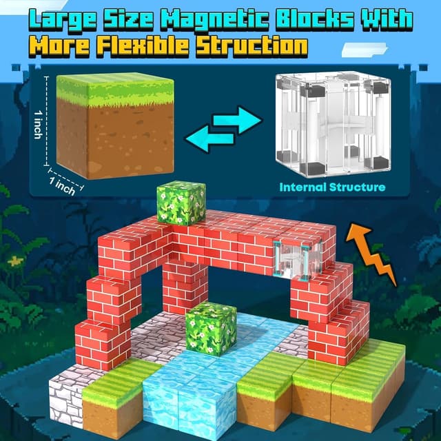 Thumbnail 4 de Build Mine 100PCS Magnetic Blocks set 1"