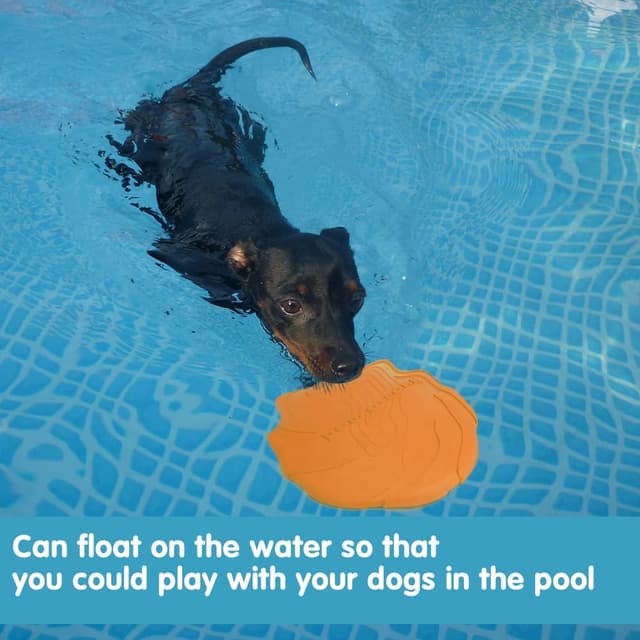 Detalle 1 de Vivifying Hundefrisbee aus natürlichem Kautschuk (2er-Set) 15 cm – für Land & Wasser in Grün/Orange