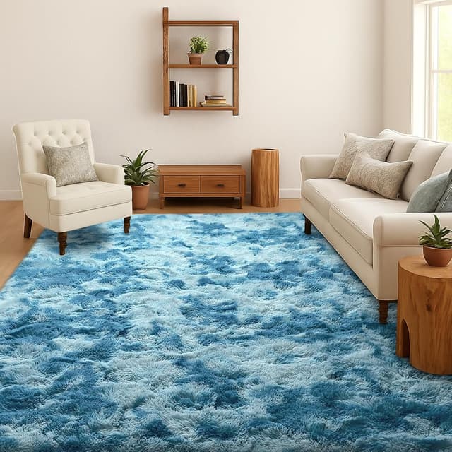 Imagen de SOANNY Alfombra de Pelo Largo 160x230 Azul Oscuro en OfertitasTOP