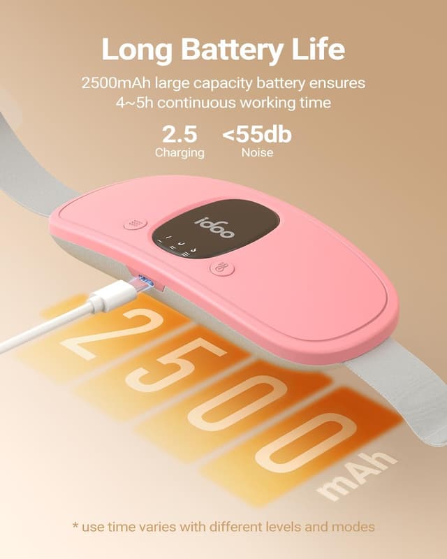 Detalle 2 de iDOO Portable Heating Pad Belt – rechargeable heated wrap for waist and abdomen (pink)