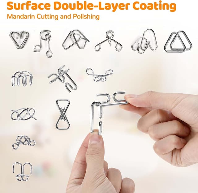 Detalle 2 de Set de casse-têtes en métal 24 pièces (puzzles métalliques IQ) pour adultes et enfants