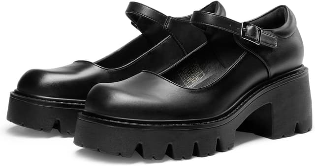 Detalle de DREAM PAIRS Mary Jane con plateau e cinturino, tacco largo e look Y2K