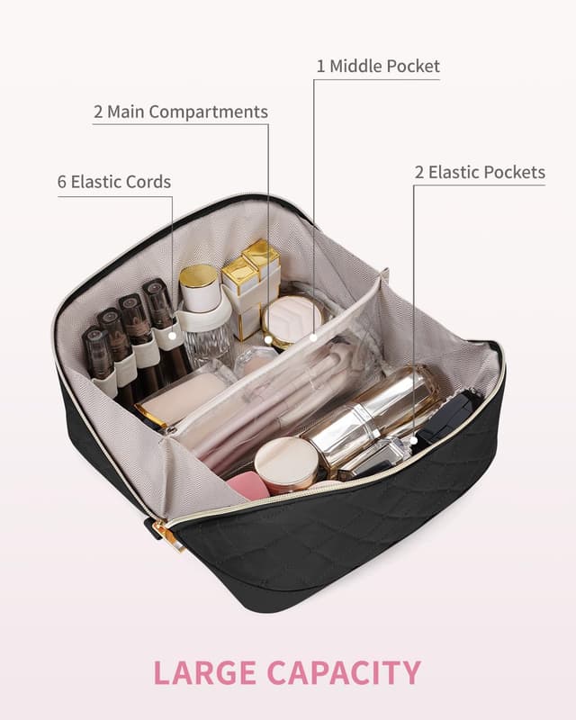 Detalle de Travel Makeup Bag Large Capacity with Clear Divider