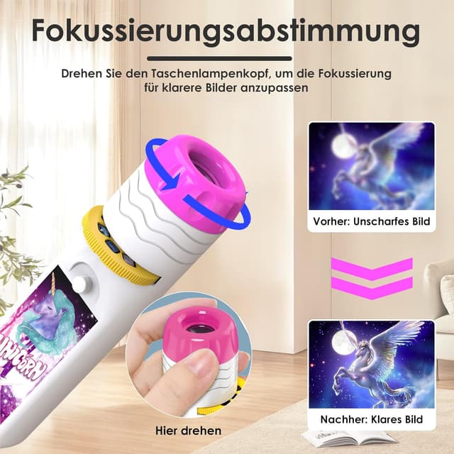 Detalle de Pup Go Kinder Projektor-Taschenlampe Einhorn (ab 3+) mit 3 Disks und 24 Bildern