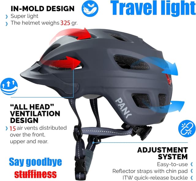 Detalle de Casco bici PANK MTB 15 prese d’aria LED