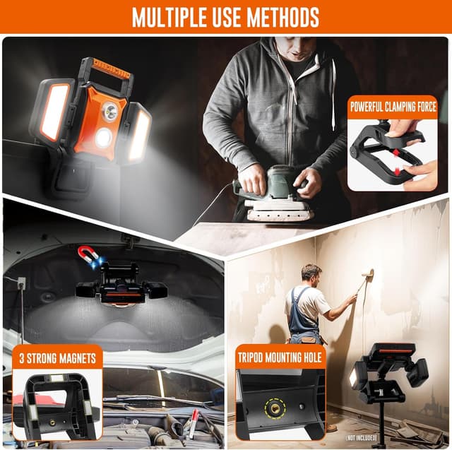 Detalle de 4000LM rechargeable work light with clamp