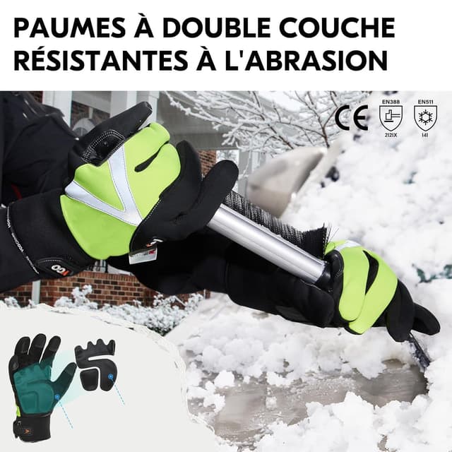 Detalle de Vgo... 2 paires de gants de travail hiver étanches, Thinsulate avec écran tactile (SL8777FW) noir, taille XL
