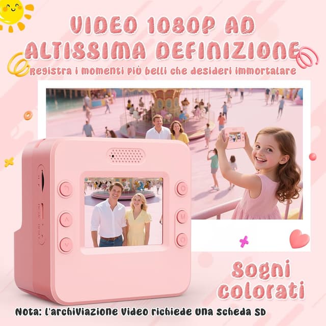Detalle de Yidoroye Macchina Fotografica Bambini istantanea con schermo HD da 2,4" e stampa rapida