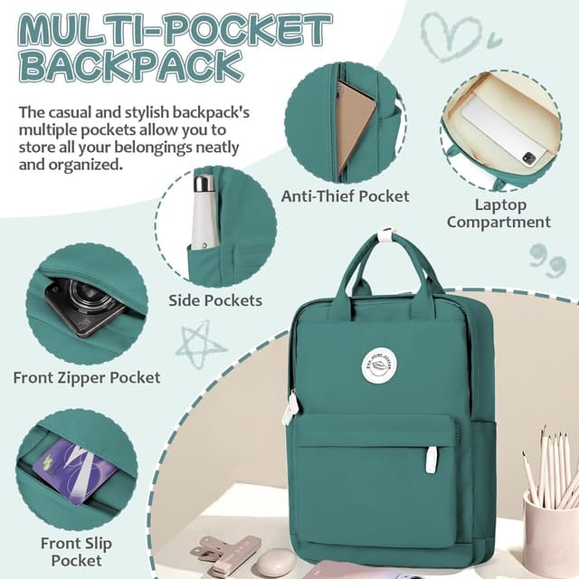 Detalle 2 de HYC00 women’s lightweight school backpack (HYC00 School Backpack Women) – 11-litre multi-pocket daypack