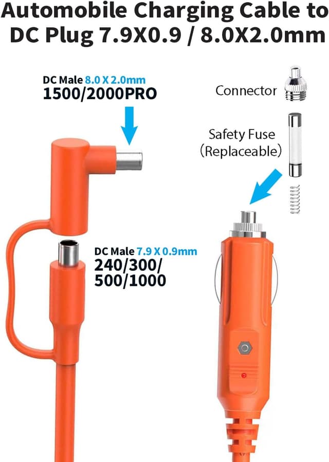 Thumbnail 6 de TONTON 2M Auto-Zigarettenanzünder auf DC7909/DC8020 Adapter (12–24V) – 14AWG Kabel für Jackery, Bluetti, Anker & mehr