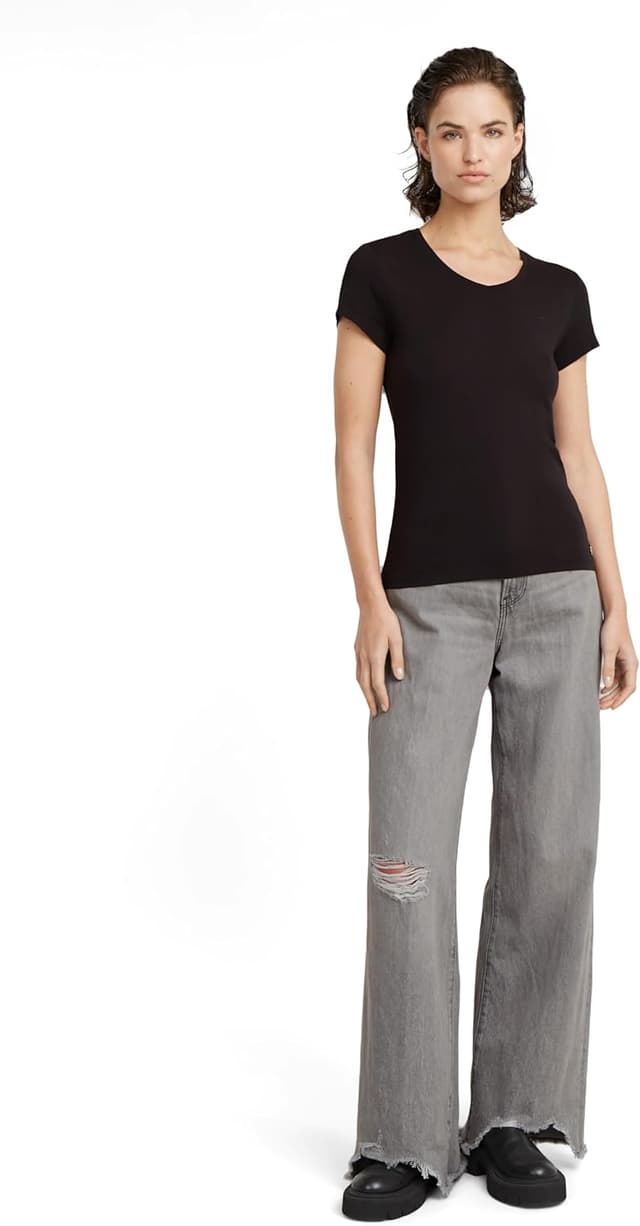 Detalle de G-Star Women’s Moto Slim U-Neck Top (short-sleeve comfort stretch)