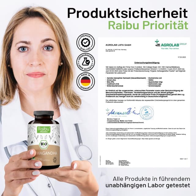 Thumbnail 5 de Raibu Ashwaganda Ashwagandha Kapseln BIO Hochdosiert 270 Kapseln