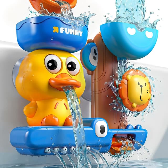 Detalle de KmmiFF Kids Bath Toys Duck Blue Set (Duck + Spoon) with Suction Cups