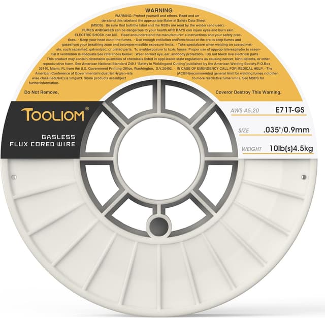 Detalle de TOOLIOM Flux Core Gasless MIG Wire E71T-GS .035" (10 lb spool) self-shielded carbon steel