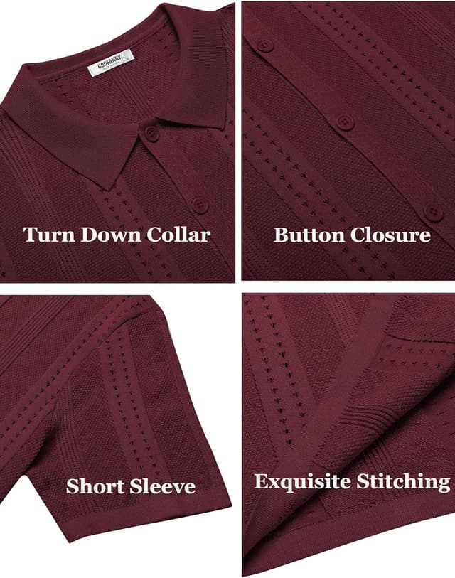 Thumbnail 5 de COOFANDY Men's Knit Short Sleeve Polo shirt