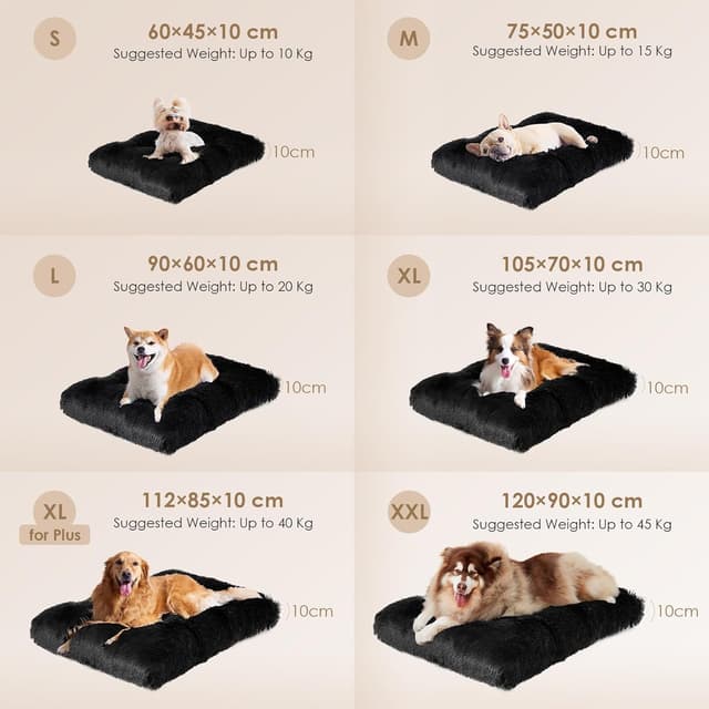 Detalle 2 de EHEYCIGA Fluffy Dog Crate Bed Medium (75x50x7.5cm) – calming anti-anxiety crate mattress with non-slip base
