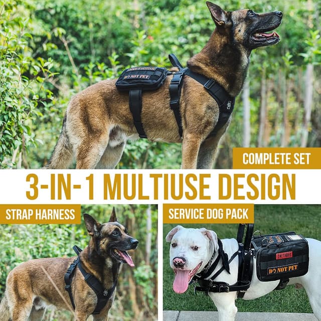 Thumbnail 4 de OneTigris Service Dog Vest Harness with Cape & MOLLE Pouches (Black, M)