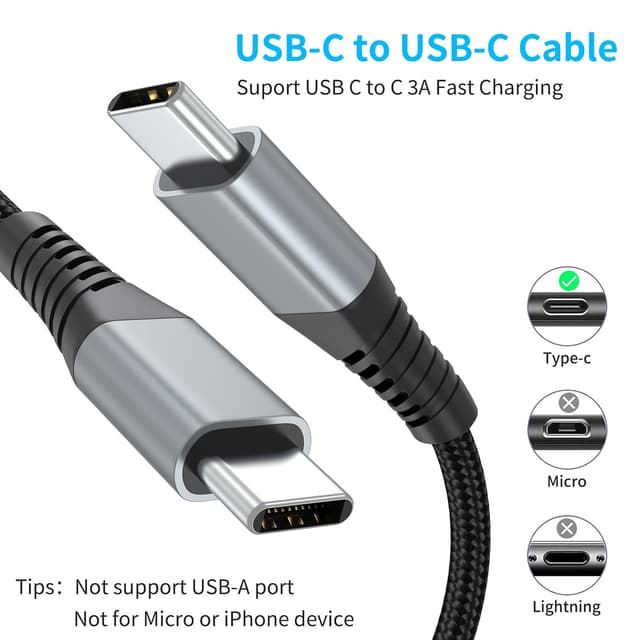 Detalle 2 de PEAKLIFT USB-C to USB-C Cable 1m (3-pack) with USB Power Delivery fast charging, braided 60W 3A