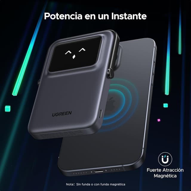 Detalle 2 de UGREEN Uno Power Bank Magnético 5000mAh, Carga Rápida ⚡