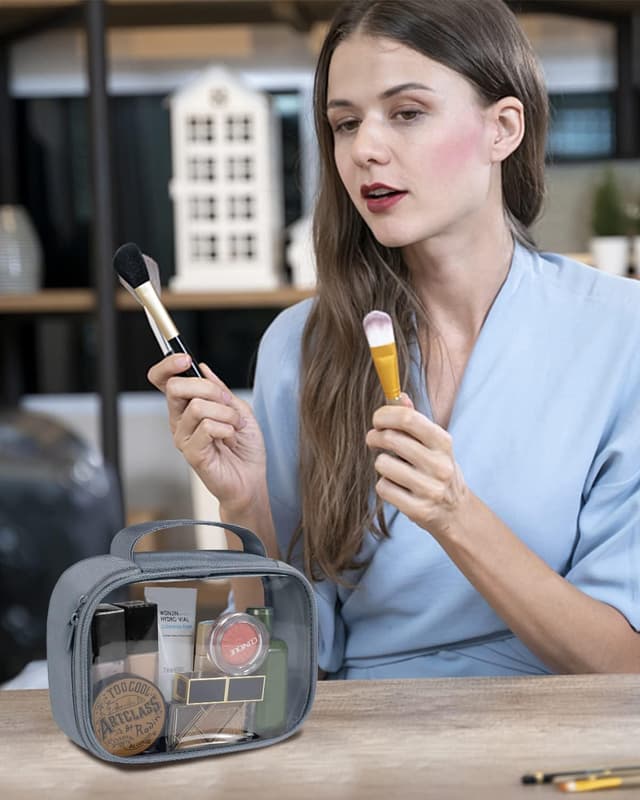 Thumbnail 6 de Moyad Clear Travel Toiletries Bag with Handle (TSA-approved quart size), transparent airport liquid pouch in grey