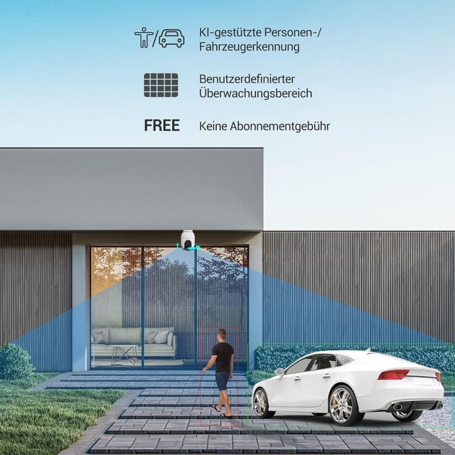 Detalle de EZVIZ C8c 3K (5MP) Pan&Tilt WLAN-Überwachungskameras außen, 360° PTZ – 2er-Set mit Personen-/Fahrzeugerkennung