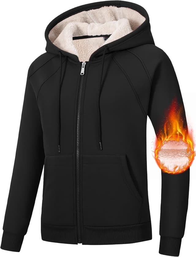 Detalle de MoFiz Women's Fleece Zip-Up Hoodie with Pockets