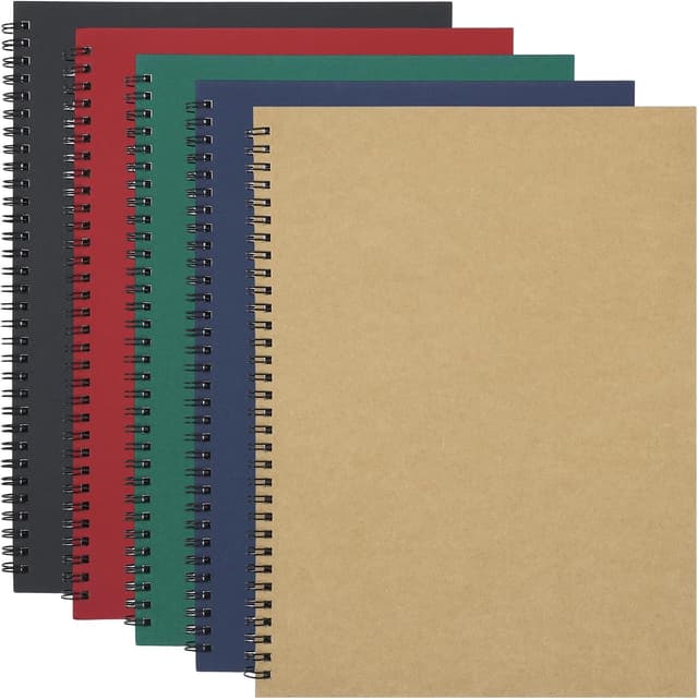 Detalle de Yafe 5-Pack A4 Spiral Notebooks (Kraft Cover, 60 Sheets/120 Pages) Lined Wirebound Journals