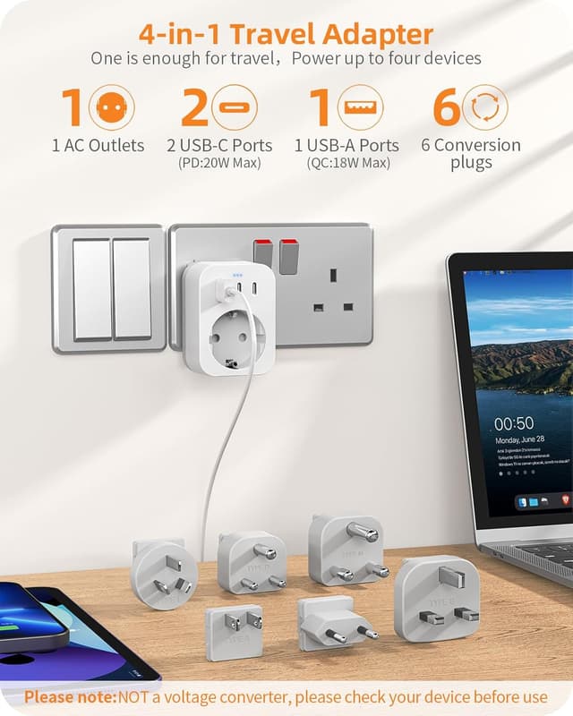 Detalle 1 de ANVODE Weltweites Reiseadapter Set 6 đ
