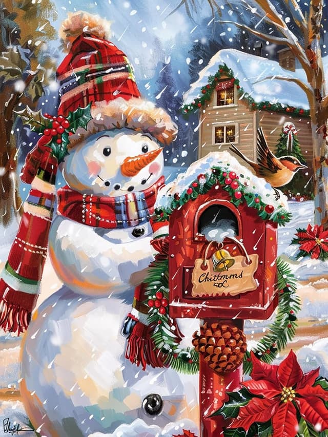 Detalle de Reofrey Christmas Diamond Art Kit for Adults (Snowmen) 30x40cm Full Drill Round Rhinestones