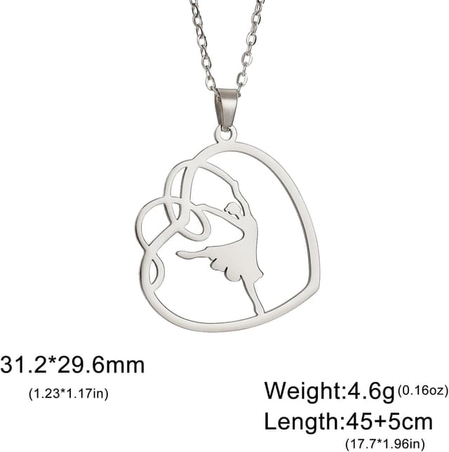 Detalle de VASSAGO Ballerina-Ballett-Halskette mit Herz-Anhänger – Geschenk für Mädchen und Frauen