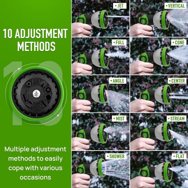 Detalle de BIBURY Gartenbrause mit 10 Sprühmuster und Daumensteuerung – leichte Handbrause für Garten, Rasenkanten & Haustier-Duschen