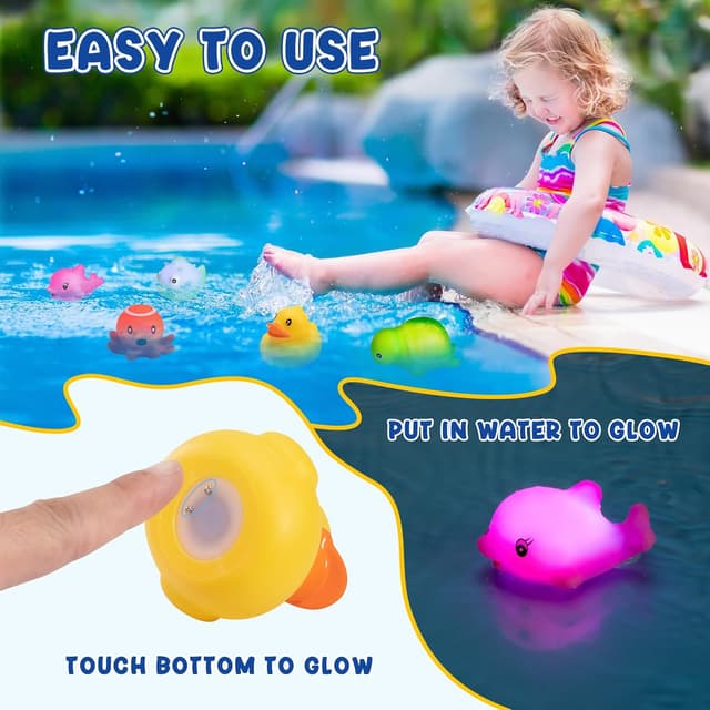 Detalle de HOYIBO Light Up Bath Toys (8 Pack) – floating marine animal bath lights for kids aged 3–5