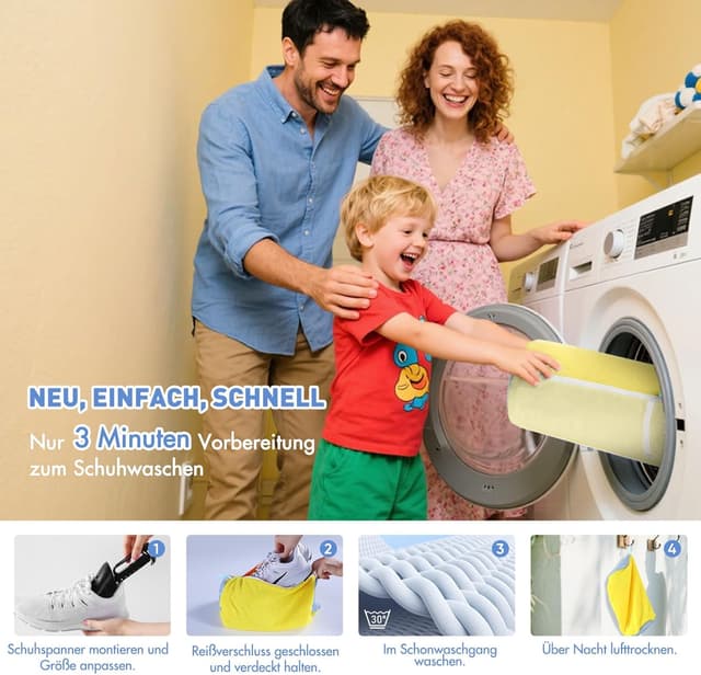 Thumbnail 6 de Teletrogy Schuhwaschbeutel (2er-Set) mit 3D-Netz und verstellbaren Schuhspannern, bis Max EU46
