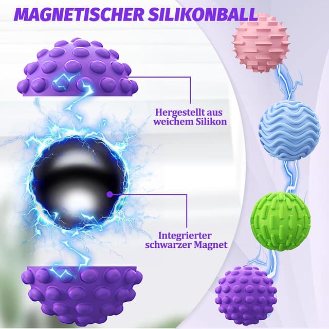 Detalle 2 de Magnetische Fidget Toys mit Silikon, 8 Kugeln