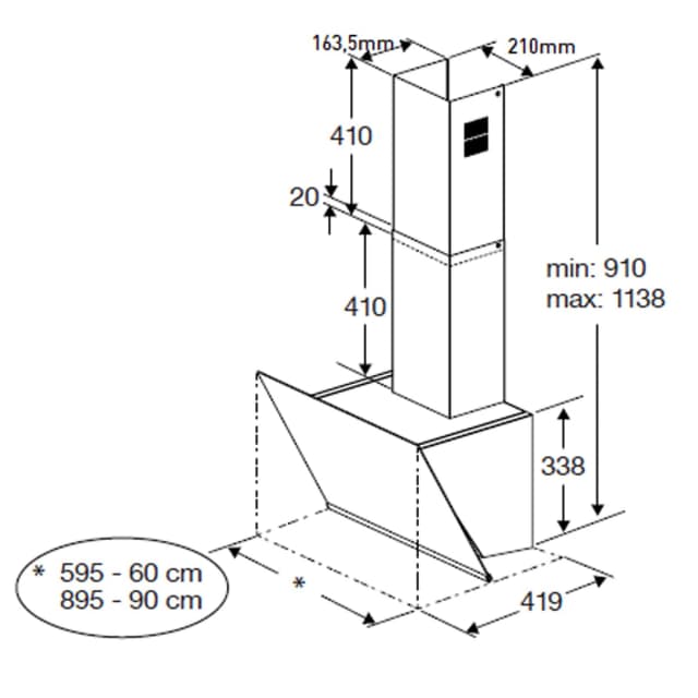 Detalle 2 de Beko BHCA96641BBHS campana con Booster 712 m³/h