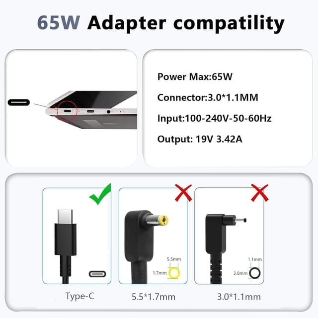 Detalle 2 de MAXPOR 65W USB-C laptop charger for Lenovo